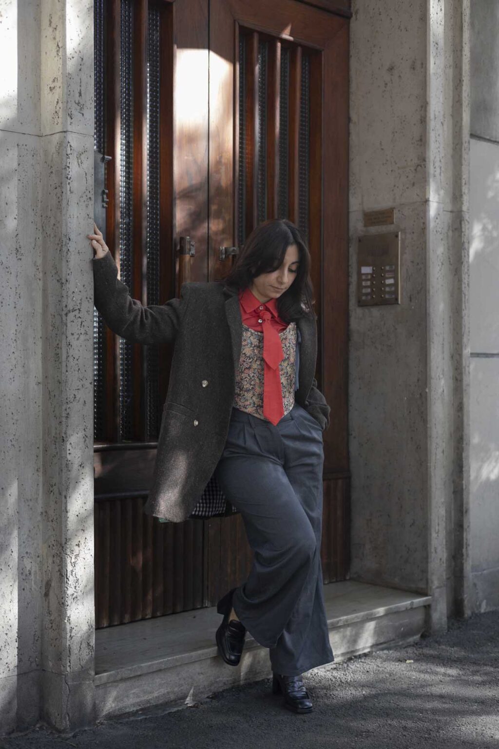 Blazer fiammato lana seta marrone 4 misstufi