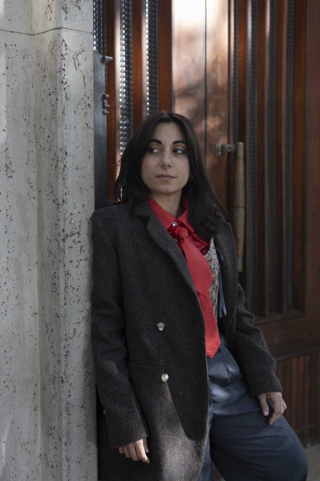 Blazer fiammato lana seta marrone 5 misstufi
