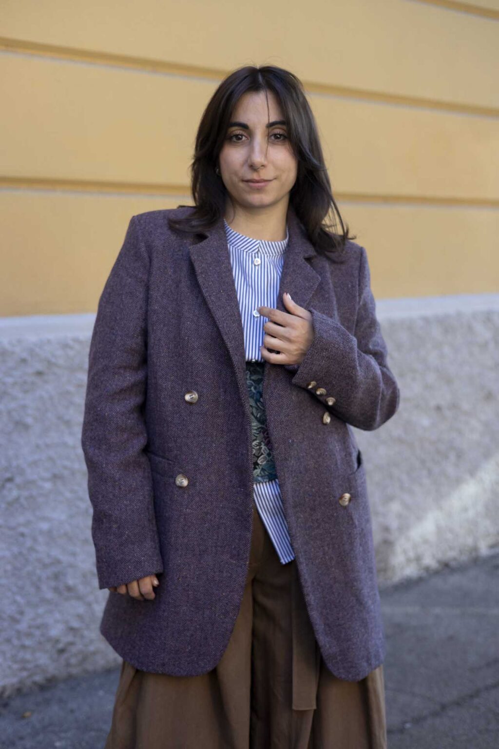 Blazer spigato lana seta viola 038 misstufi