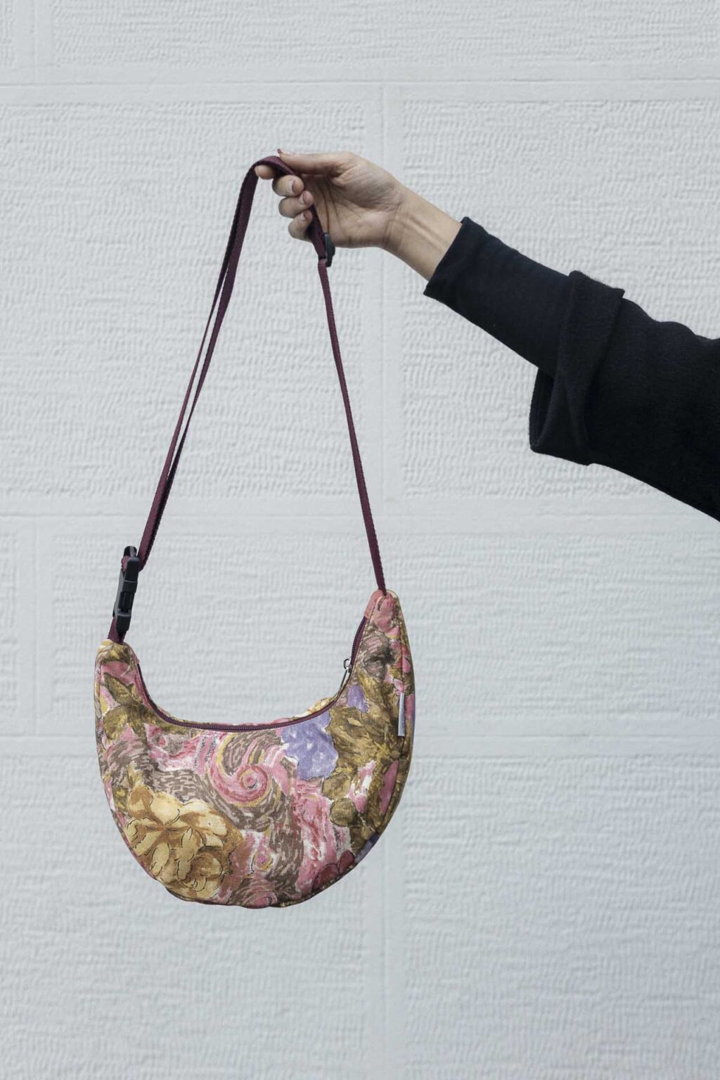 Borsa mezzaluna tessuto vintage fantasia 247 misstufi