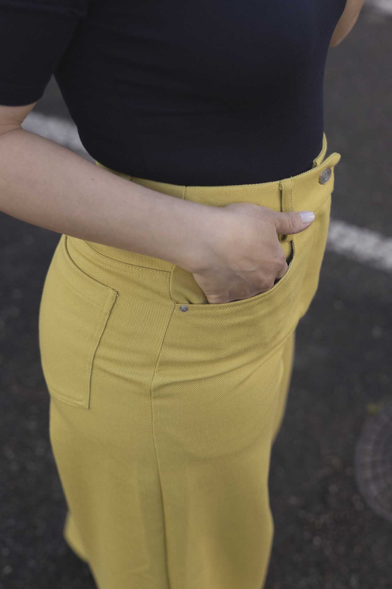 Pantalone palazzo jeans lime