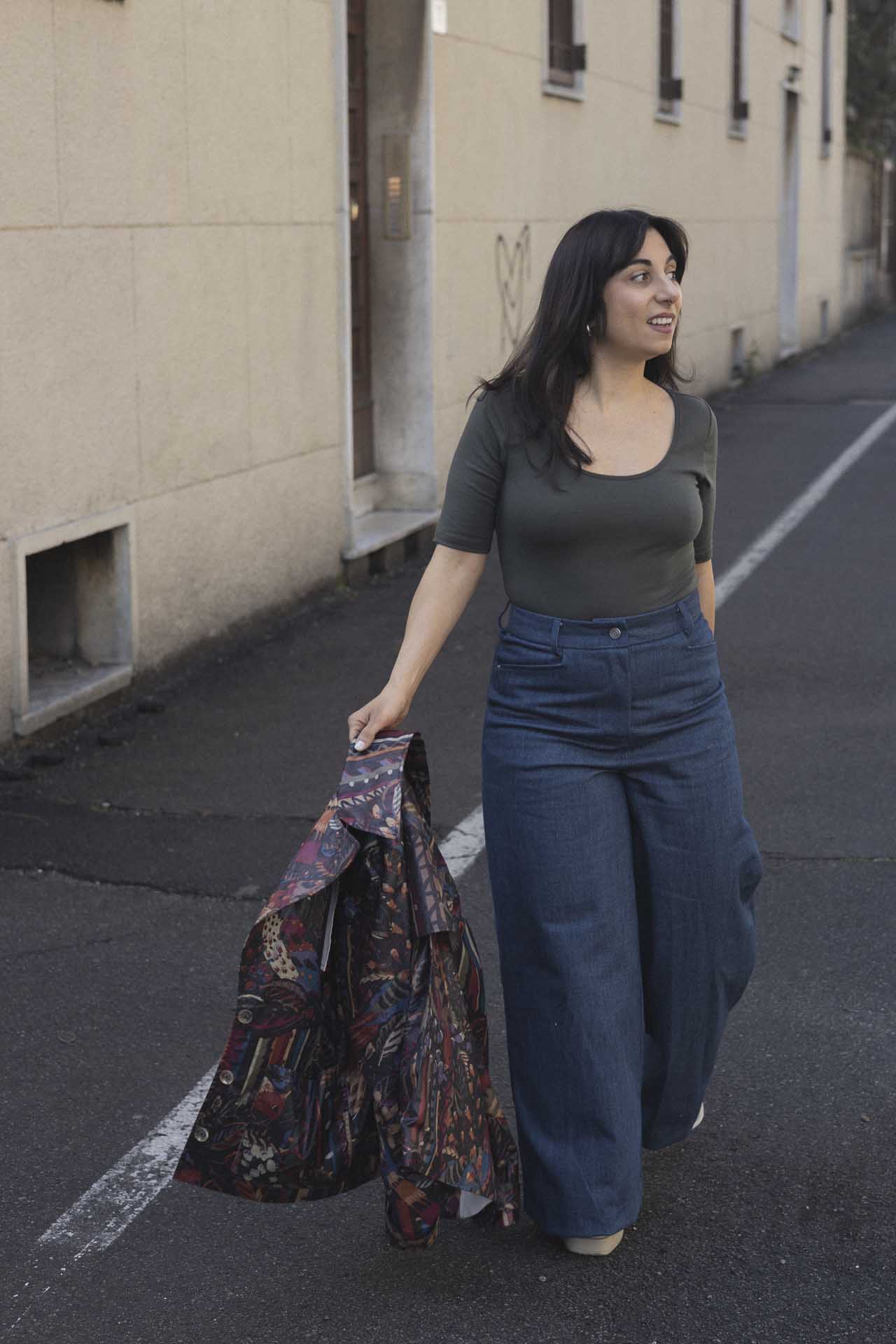 Pantalone palazzo jeans blu