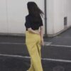 Pantalone palazzo jeans lime