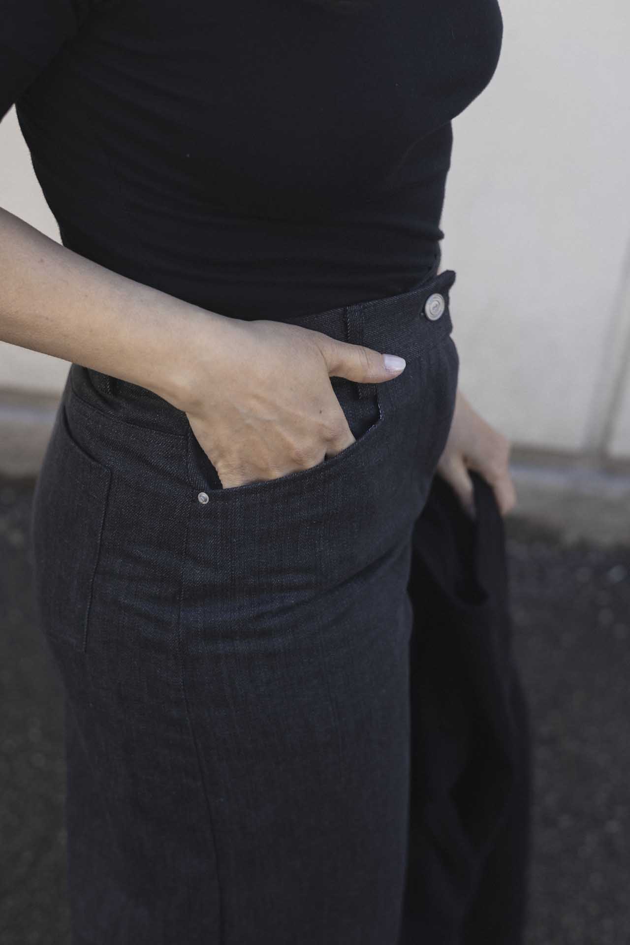 Pantalone palazzo jeans nero